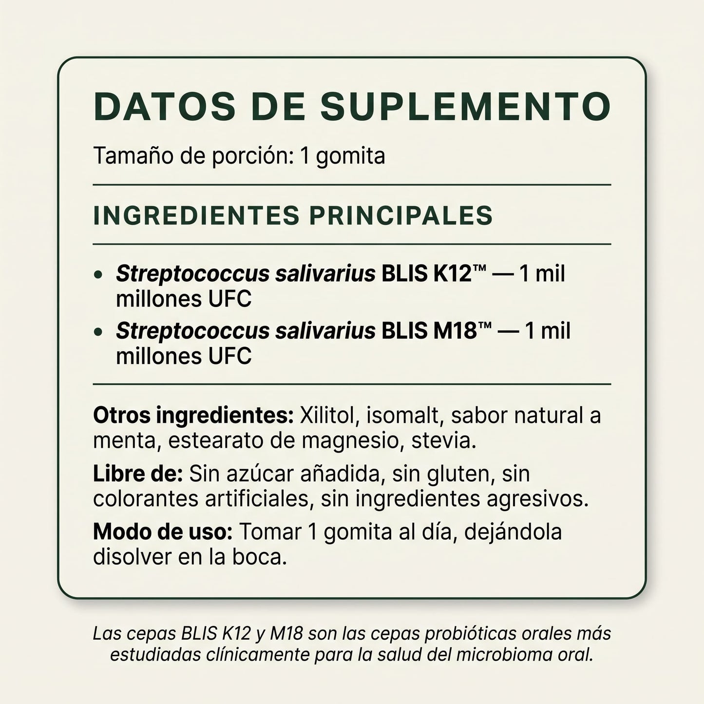 VERALAB® — Probiótico Oral con BLIS K12 + M18